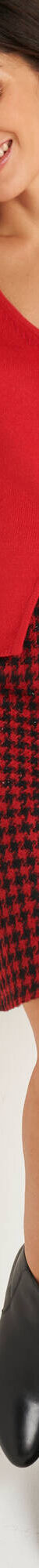Jupe trapèze courte en tweed, carreaux bicolores (noir / rouge) Jupe trapèze courte en tweed, carreaux bicolores (noir / rouge)